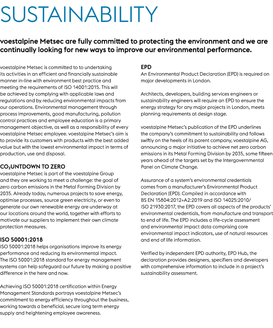 Sustainability voestalpine Metsec are fully committed to protecting the environment and we are continually looking fo...