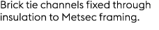 Brick tie channels fixed through insulation to Metsec framing.
