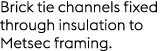 Brick tie channels fixed through insulation to Metsec framing.