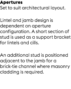 Apertures Set to suit architectural layout. Lintel and jamb design is dependent on aperture configuration. A short se...