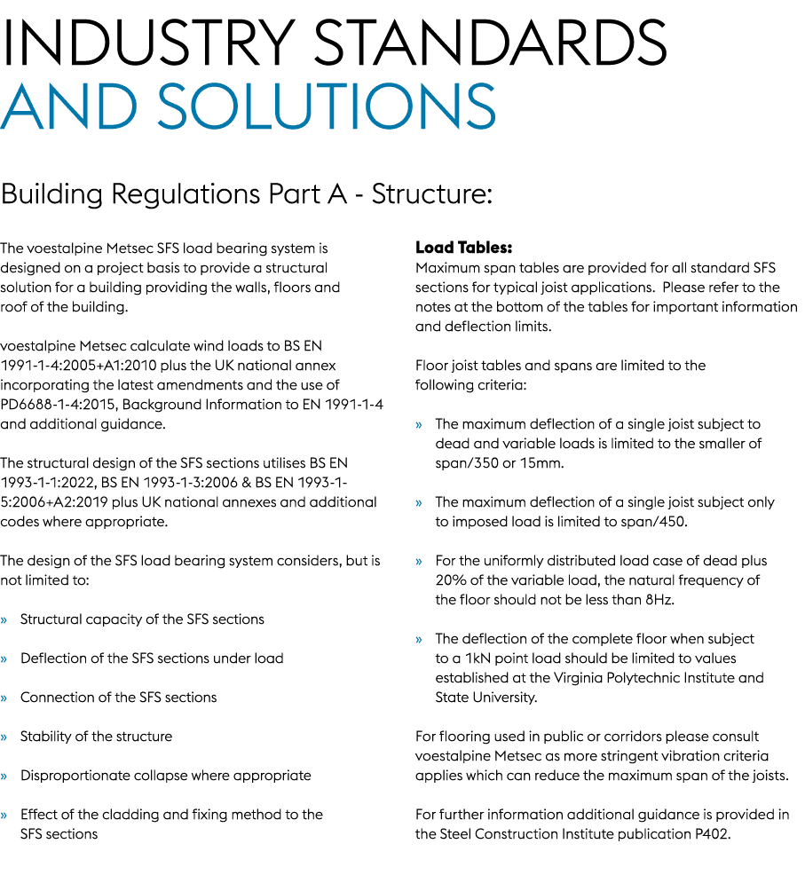 Industry Standards and Solutions Building Regulations Part A Structure: The voestalpine Metsec SFS load bearing syste...