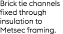 Brick tie channels fixed through insulation to Metsec framing.