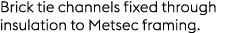 Brick tie channels fixed through insulation to Metsec framing.
