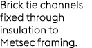 Brick tie channels fixed through insulation to Metsec framing.