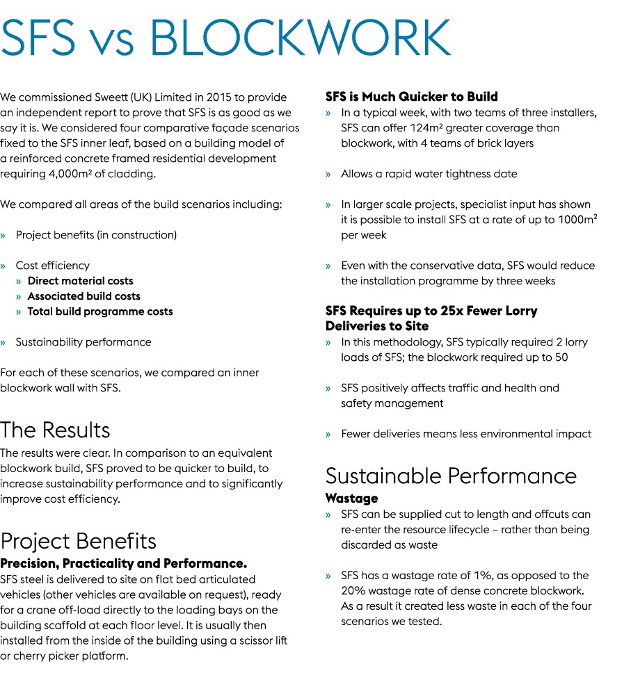 SFS vs Blockwork We commissioned Sweett (UK) Limited in 2015 to provide an independent report to prove that SFS is as...