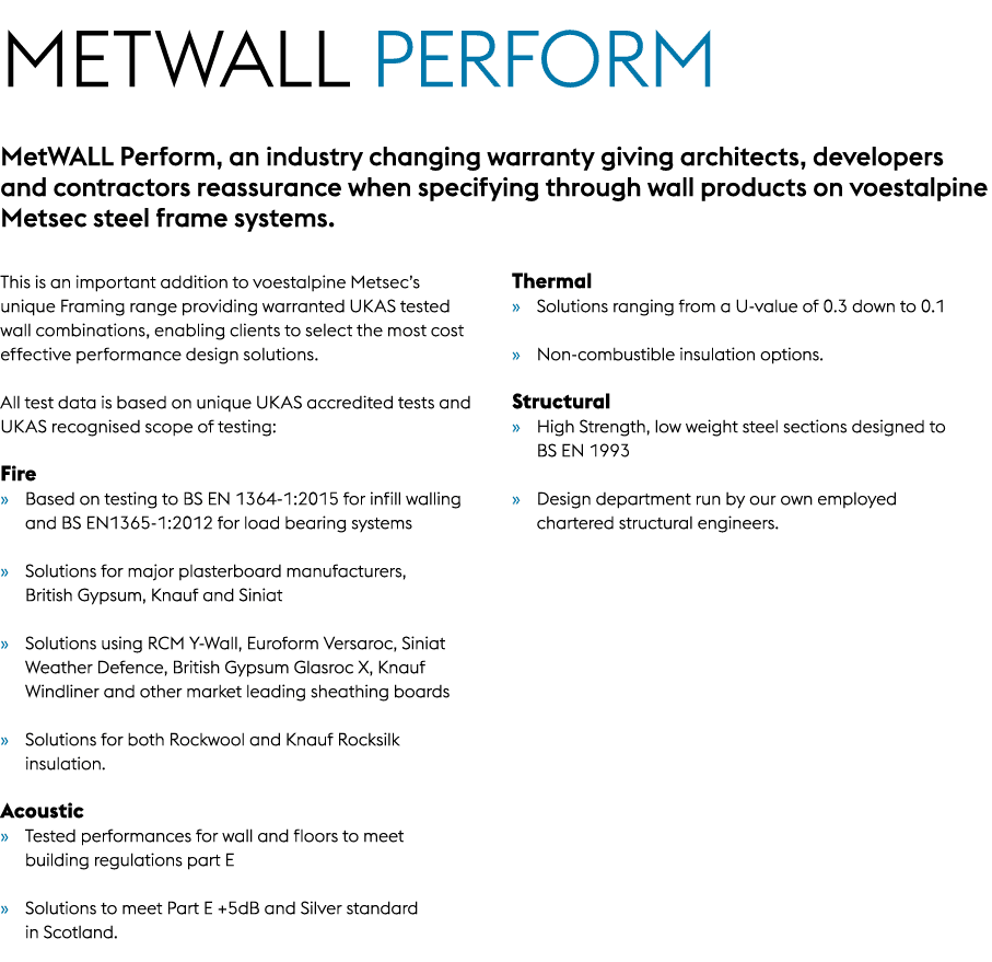 METWALL PERFORM MetWALL Perform, an industry changing warranty giving architects, developers and contractors reassura...